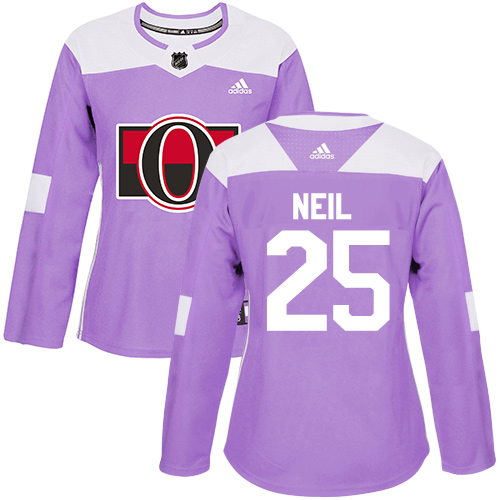 Women's Adidas Ottawa Senators #25 Chris Neil Authentic Purple Fights Cancer Practice NHL Jersey