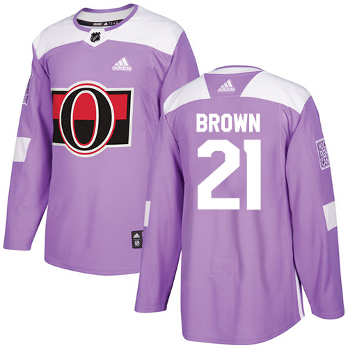 Youth Adidas Ottawa Senators #21 Logan Brown Authentic Purple Fights Cancer Practice NHL Jersey