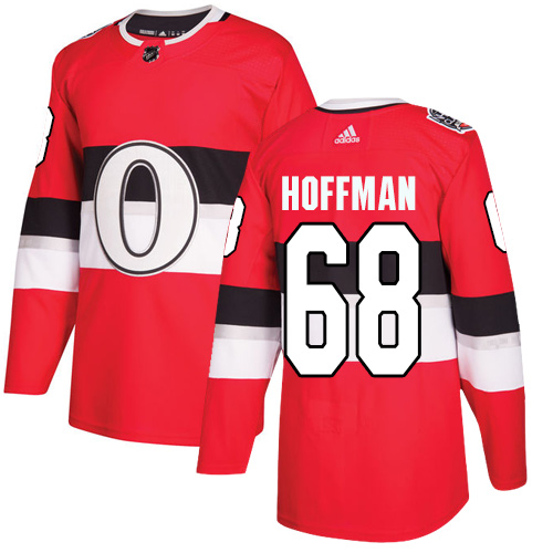 Men's Adidas Ottawa Senators #68 Mike Hoffman Authentic Red 2017 100 Classic NHL Jersey