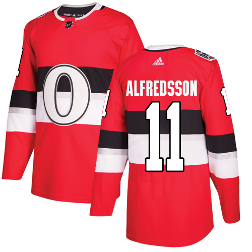 Men's Adidas Ottawa Senators #11 Daniel Alfredsson Authentic Red 2017 100 Classic NHL Jersey