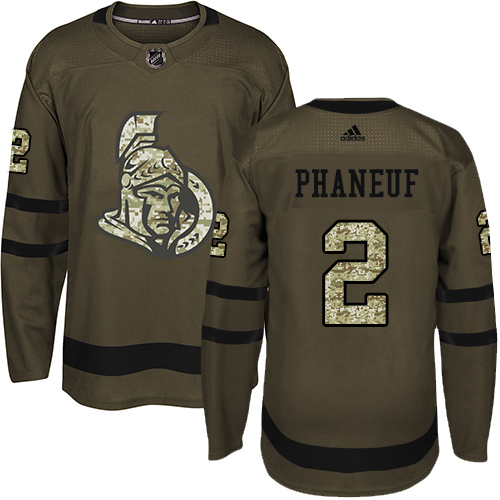 Men's Adidas Ottawa Senators #2 Dion Phaneuf Authentic Green Salute to Service NHL Jersey