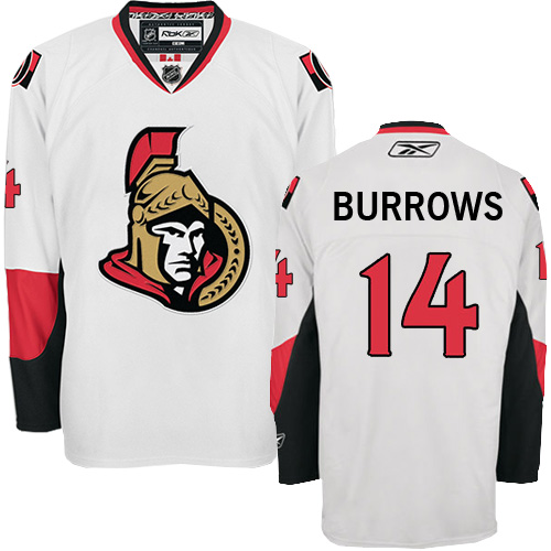 Men's Reebok Ottawa Senators #14 Alexandre Burrows Authentic White Away NHL Jersey