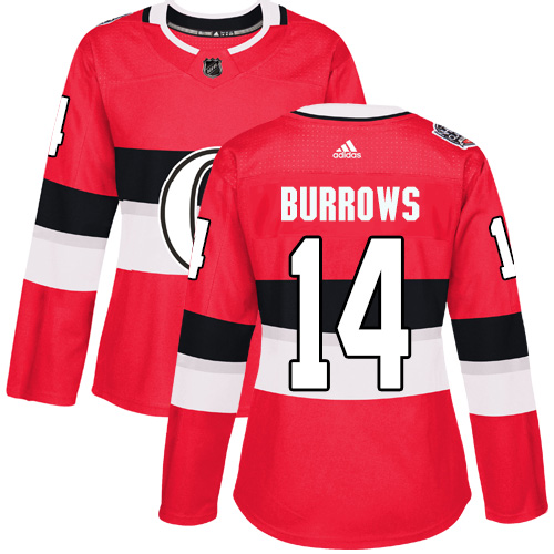 Women's Adidas Ottawa Senators #14 Alexandre Burrows Authentic Red 2017 100 Classic NHL Jersey