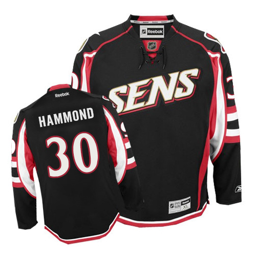 Men's Reebok Ottawa Senators #30 Andrew Hammond Authentic Black Third NHL Jersey