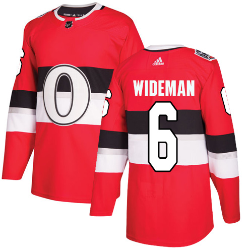 Men's Adidas Ottawa Senators #6 Chris Wideman Authentic Red 2017 100 Classic NHL Jersey