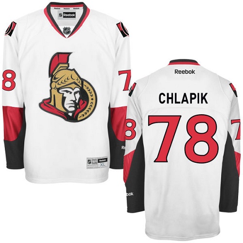 Men's Reebok Ottawa Senators #78 Filip Chlapik Authentic White Away NHL Jersey