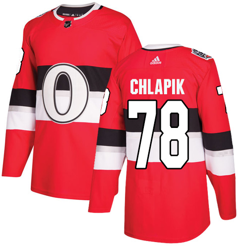Men's Adidas Ottawa Senators #78 Filip Chlapik Authentic Red 2017 100 Classic NHL Jersey
