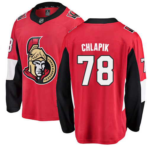 Men's Ottawa Senators #78 Filip Chlapik Fanatics Branded Red Home Breakaway NHL Jersey