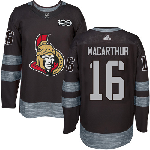 Men's Adidas Ottawa Senators #16 Clarke MacArthur Premier Black 1917-2017 100th Anniversary NHL Jersey