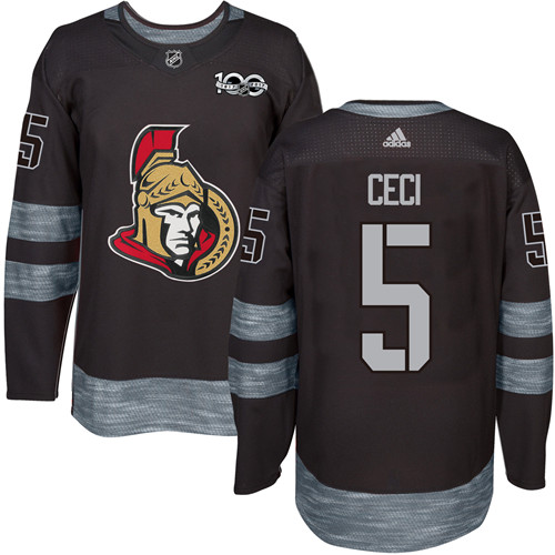 Men's Adidas Ottawa Senators #5 Cody Ceci Premier Black 1917-2017 100th Anniversary NHL Jersey