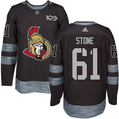 Men's Adidas Ottawa Senators #61 Mark Stone Authentic Black 1917-2017 100th Anniversary NHL Jersey