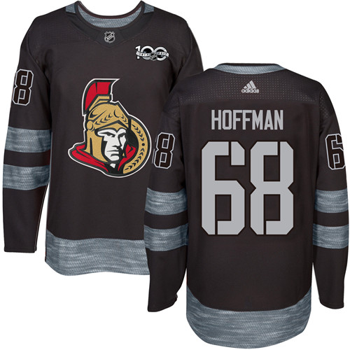 Men's Adidas Ottawa Senators #68 Mike Hoffman Premier Black 1917-2017 100th Anniversary NHL Jersey