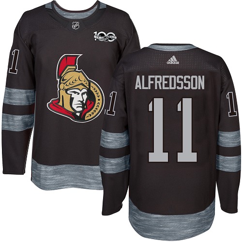 Men's Adidas Ottawa Senators #11 Daniel Alfredsson Premier Black 1917-2017 100th Anniversary NHL Jersey