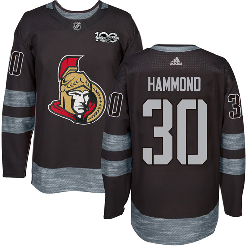 Men's Adidas Ottawa Senators #30 Andrew Hammond Authentic Black 1917-2017 100th Anniversary NHL Jersey