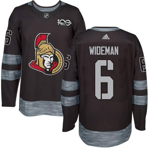 Men's Adidas Ottawa Senators #6 Chris Wideman Premier Black 1917-2017 100th Anniversary NHL Jersey