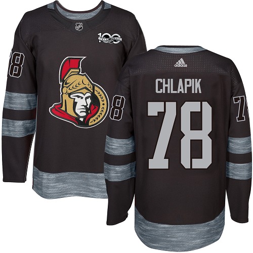 Men's Adidas Ottawa Senators #78 Filip Chlapik Premier Black 1917-2017 100th Anniversary NHL Jersey