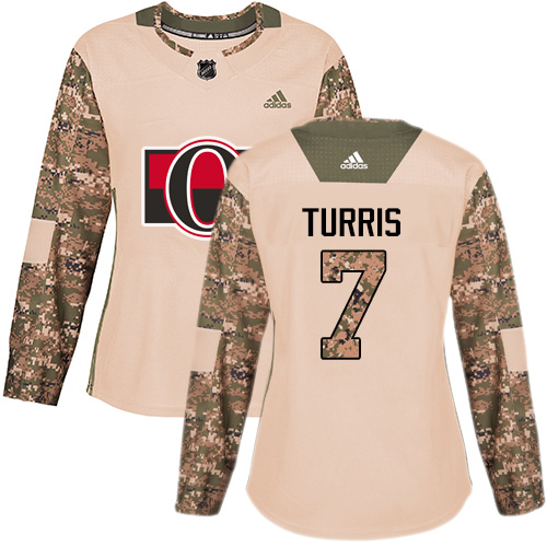 Women's Adidas Ottawa Senators #7 Kyle Turris Authentic Camo Veterans Day Practice NHL Jersey
