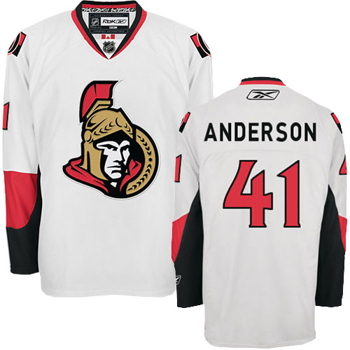 Youth Reebok Ottawa Senators #41 Craig Anderson Authentic White Away NHL Jersey