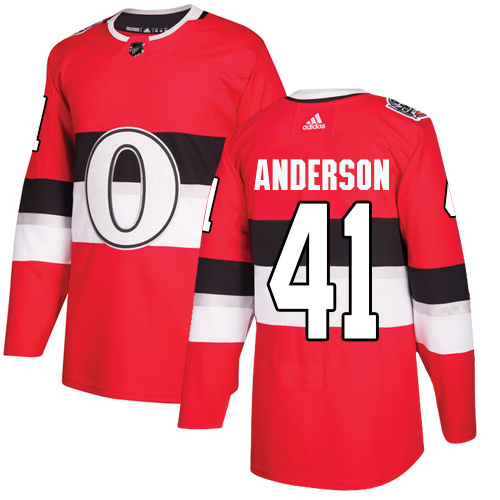 Youth Adidas Ottawa Senators #41 Craig Anderson Authentic Red 2017 100 Classic NHL Jersey