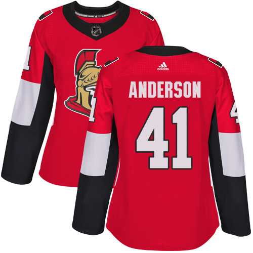 Women's Adidas Ottawa Senators #41 Craig Anderson Authentic Red Home NHL Jersey