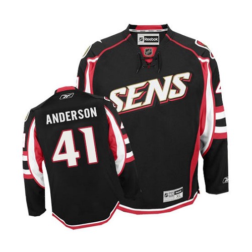 Women's Reebok Ottawa Senators #41 Craig Anderson Authentic Black Third NHL Jersey
