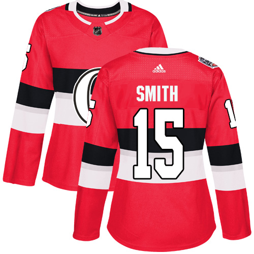 Women's Adidas Ottawa Senators #15 Zack Smith Authentic Red 2017 100 Classic NHL Jersey