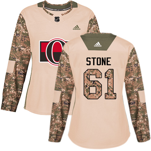 Women's Adidas Ottawa Senators #61 Mark Stone Authentic Camo Veterans Day Practice NHL Jersey