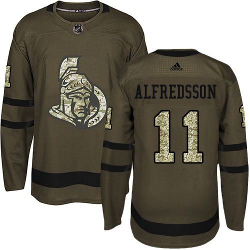 Youth Adidas Ottawa Senators #11 Daniel Alfredsson Premier Green Salute to Service NHL Jersey