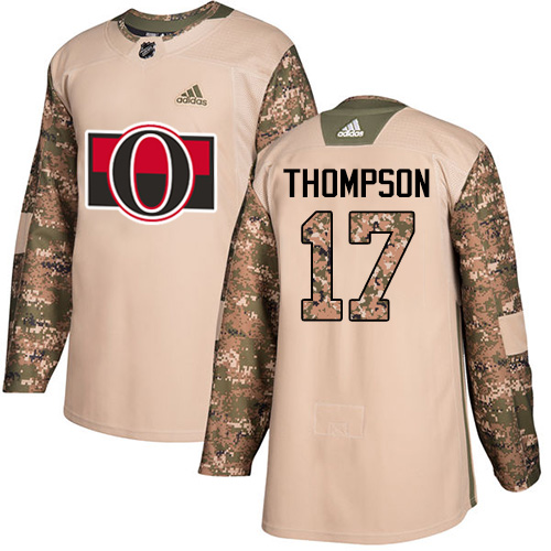 Men's Adidas Ottawa Senators #17 Nate Thompson Authentic Camo Veterans Day Practice NHL Jersey