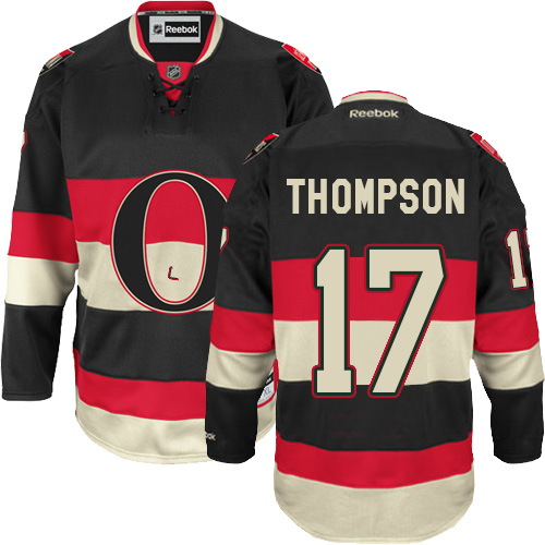 Men's Reebok Ottawa Senators #17 Nate Thompson Authentic Black Third NHL Jersey