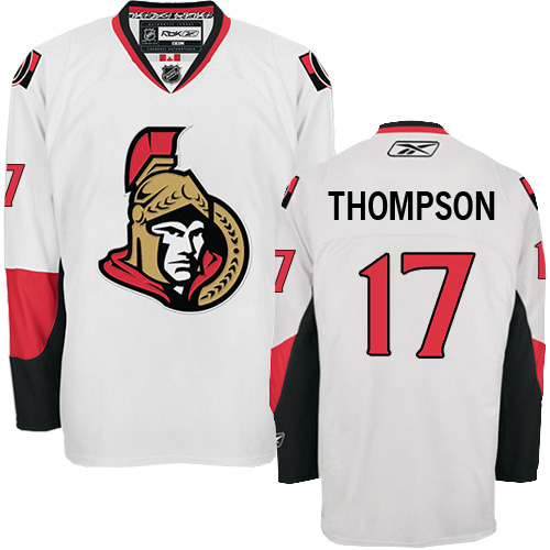 Women's Reebok Ottawa Senators #17 Nate Thompson Authentic White Away NHL Jersey