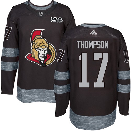 Men's Adidas Ottawa Senators #17 Nate Thompson Premier Black 1917-2017 100th Anniversary NHL Jersey
