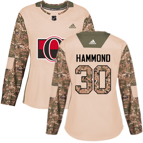 Women's Adidas Ottawa Senators #30 Andrew Hammond Authentic Camo Veterans Day Practice NHL Jersey