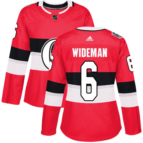 Women's Adidas Ottawa Senators #6 Chris Wideman Authentic Red 2017 100 Classic NHL Jersey