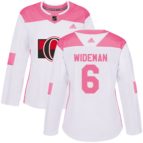 Women's Adidas Ottawa Senators #6 Chris Wideman Authentic White/Pink Fashion NHL Jersey