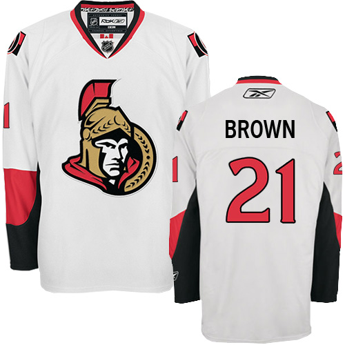 Youth Reebok Ottawa Senators #21 Logan Brown Authentic White Away NHL Jersey