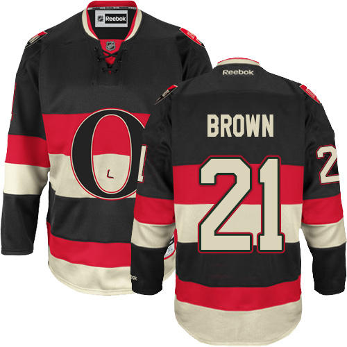 Youth Reebok Ottawa Senators #21 Logan Brown Authentic Black Third NHL Jersey