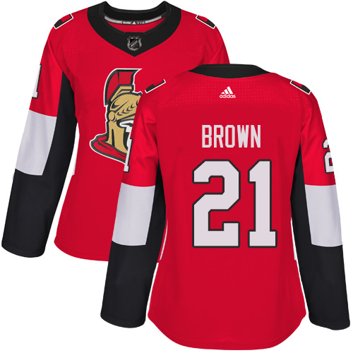 Women's Adidas Ottawa Senators #21 Logan Brown Authentic Red Home NHL Jersey