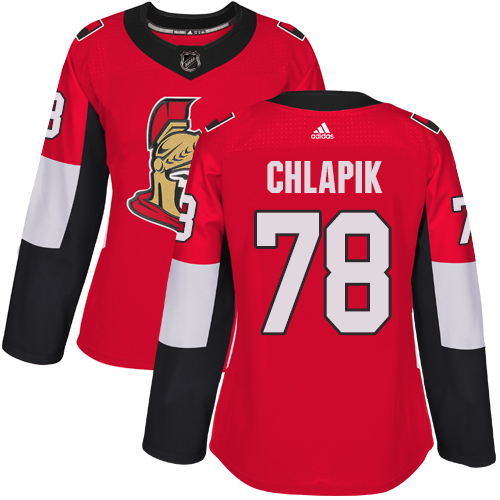 Women's Adidas Ottawa Senators #78 Filip Chlapik Authentic Red Home NHL Jersey