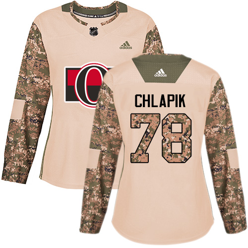 Women's Adidas Ottawa Senators #78 Filip Chlapik Authentic Camo Veterans Day Practice NHL Jersey