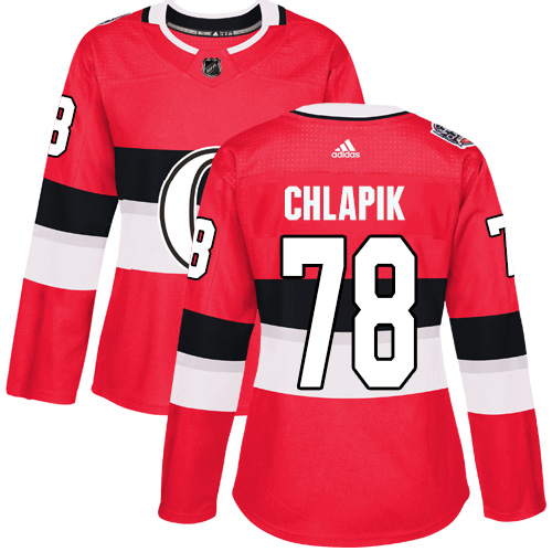 Women's Adidas Ottawa Senators #78 Filip Chlapik Authentic Red 2017 100 Classic NHL Jersey