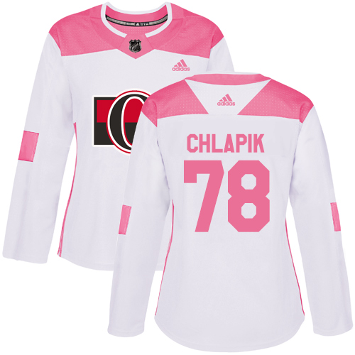 Women's Adidas Ottawa Senators #78 Filip Chlapik Authentic White/Pink Fashion NHL Jersey