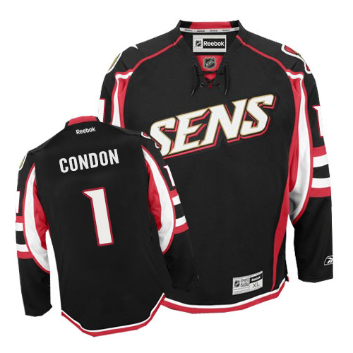 Men's Reebok Ottawa Senators #1 Mike Condon Authentic Black Third NHL Jersey
