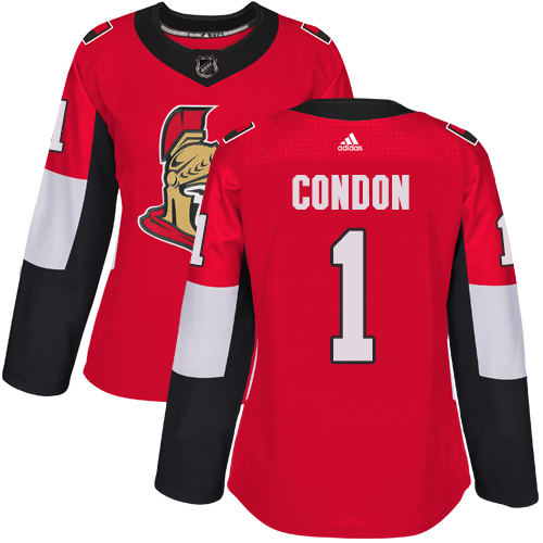 Women's Adidas Ottawa Senators #1 Mike Condon Authentic Red Home NHL Jersey