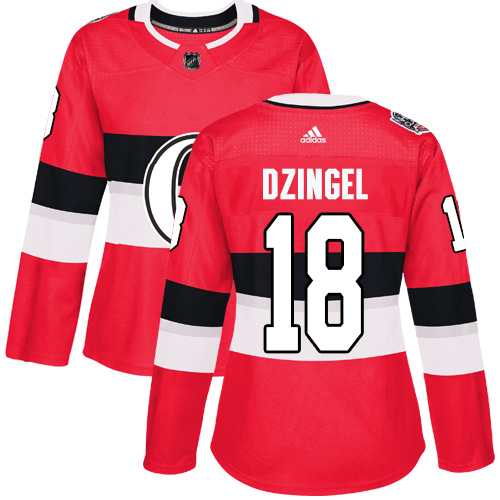 Women's Adidas Ottawa Senators #18 Ryan Dzingel Authentic Red 2017 100 Classic NHL Jersey