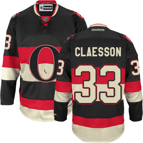 Men's Reebok Ottawa Senators #33 Fredrik Claesson Authentic Black Third NHL Jersey