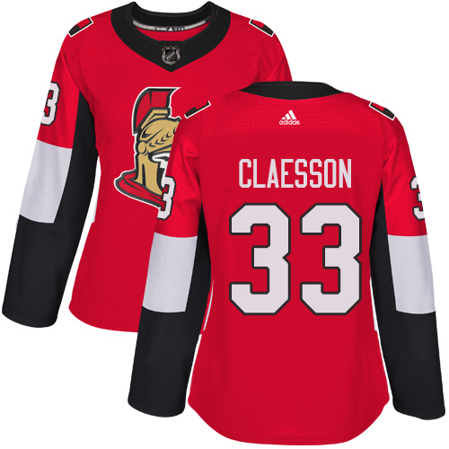 Women's Adidas Ottawa Senators #33 Fredrik Claesson Premier Red Home NHL Jersey
