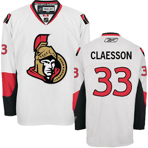 Women's Reebok Ottawa Senators #33 Fredrik Claesson Authentic White Away NHL Jersey