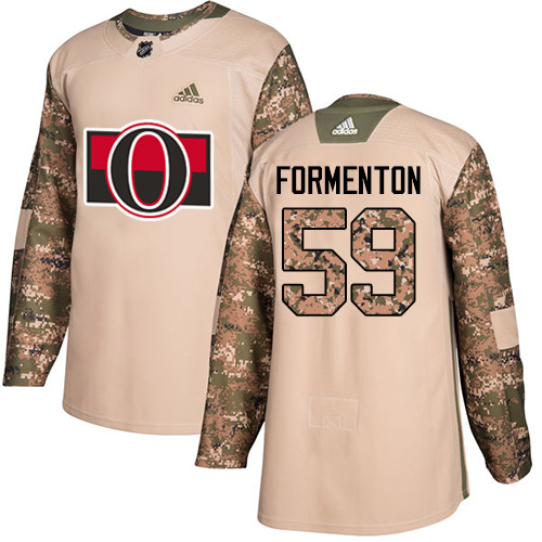 Youth Adidas Ottawa Senators #59 Alex Formenton Authentic Camo Veterans Day Practice NHL Jersey