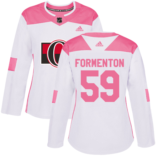 Women's Adidas Ottawa Senators #59 Alex Formenton Authentic White/Pink Fashion NHL Jersey